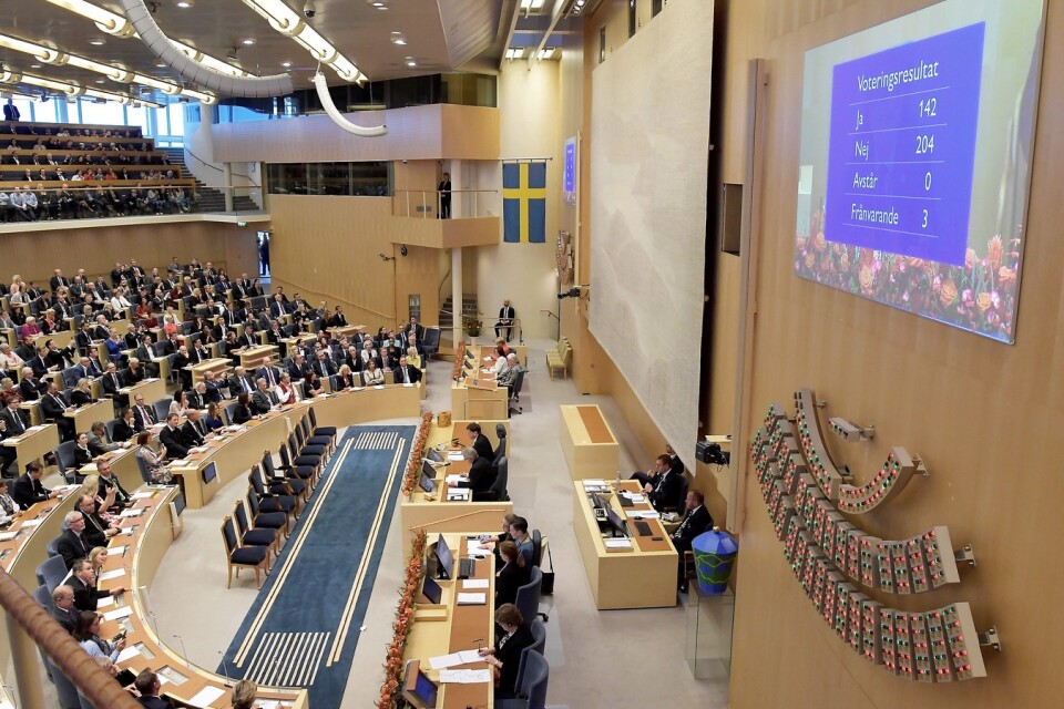 Riksdagen röstar om Löfven. Foto:TT
