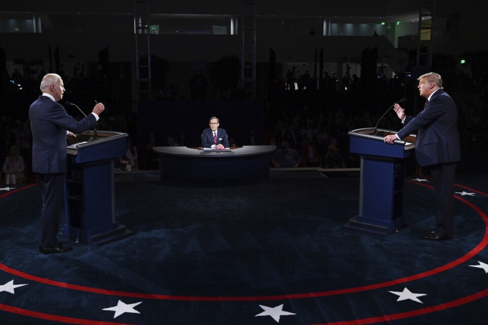 Donald Trump och Joe Biden i den tv-sända debatten den 29 september.