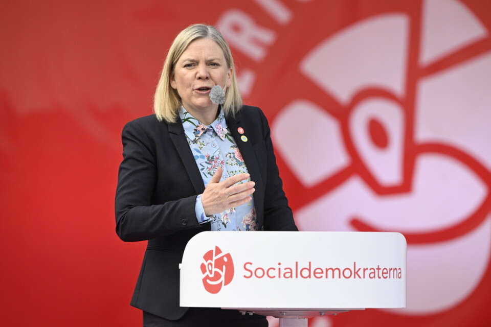 Socialdemokraternas ledare Magdalena Andersson på Norra Bantorget i Stockholm.