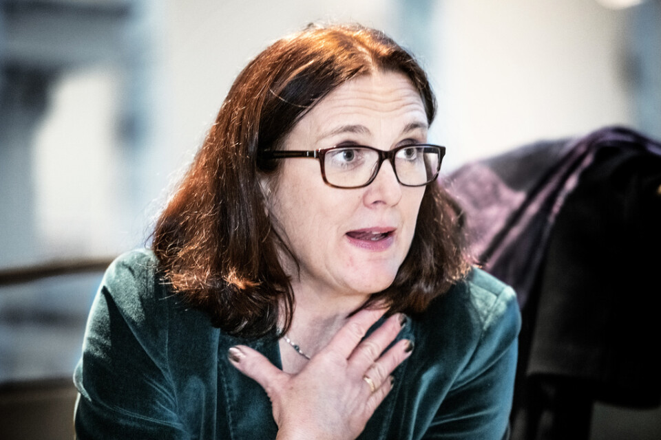 EU:s avgående handelskommissionär Cecilia Malmström säger att om USA inte backar är det troligt att EU svarar med egna tullar mot USA. Arkivbild från december 2018.