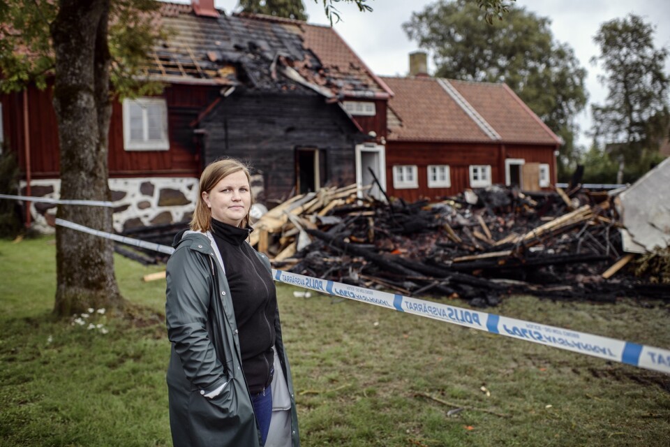 Paulina Norup från scouterna dagen efter branden vid Åstringagården.