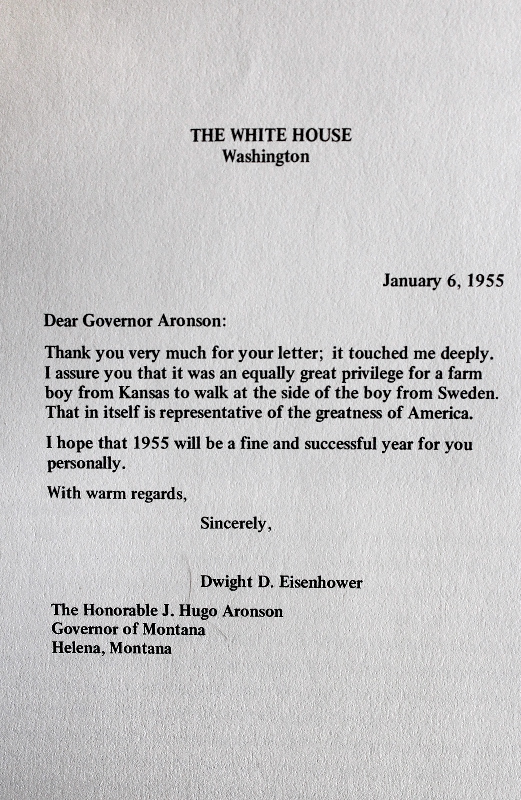 brev från presidenten Eisenhower