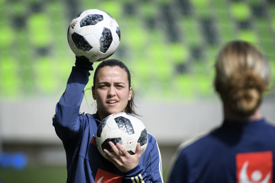 Marija Banusic under en landskamp i VM-kvalet 2018. Arkivbild.