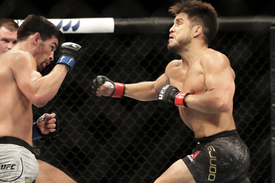 Henry Cejudo (höger) försvarade sin titel efter teknisk knockout mot Dominick Cruz vid UFC-galan i natt.