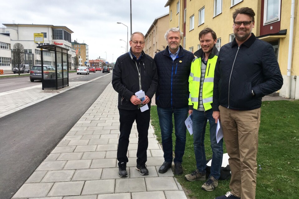 Bertil Dahl (V), Ingemar Einarsson (C), Thomas Eidrup, cykelstrateg och Mattias Adolfson (S) presenterade cykelbokslutet för 2017.