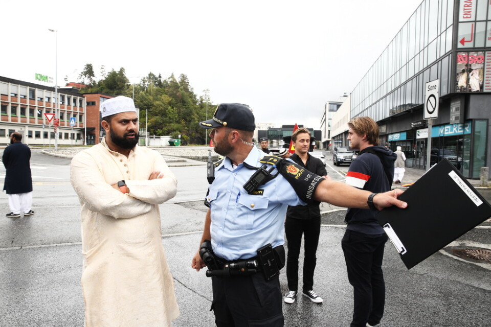 En församlingsmedlem från al-Noor Islamic Centre vid id al-adha-firandet i Sandvika.