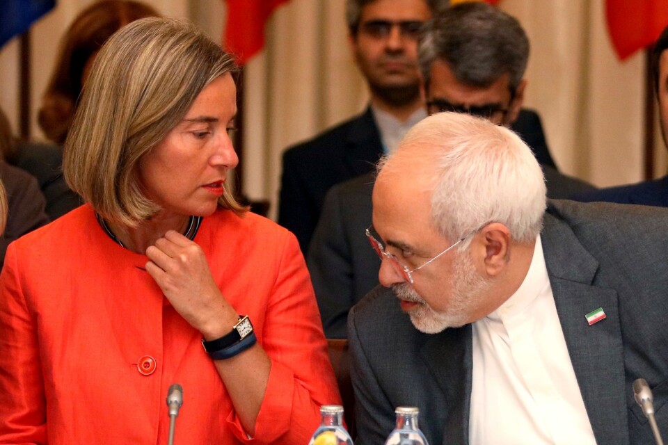 EU:s utrikeschef Federica Mogherini tillsammans med Irans utrikesminister Mohammad Javad Zarif.