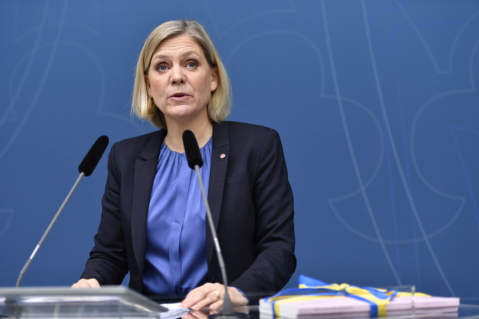 Finansminister Magdalena Andersson (S) presenterar vårändringsbudgeten.