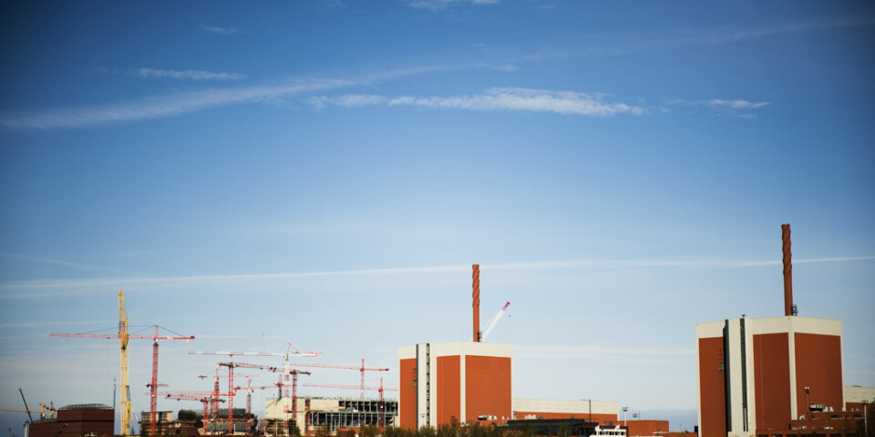 Olkiluotos kärnkraftverk under byggtiden. Arkivbild.