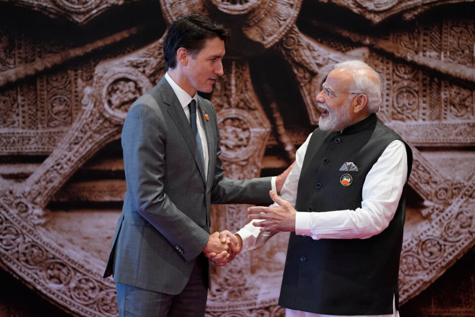Premiärminister Justin Trudeau mötte nyligen sin indiska motsvarighet Narendra Modi under G20-mötet i New Delhi. Arkivbild.