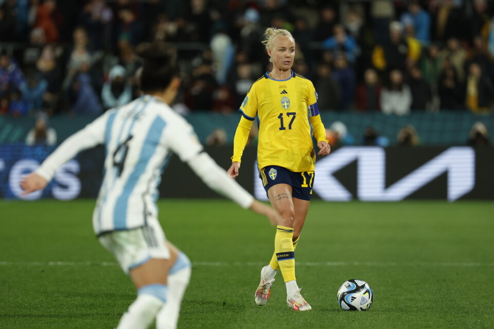Caroline Seger under matchen mellan Sverige och Argentina.