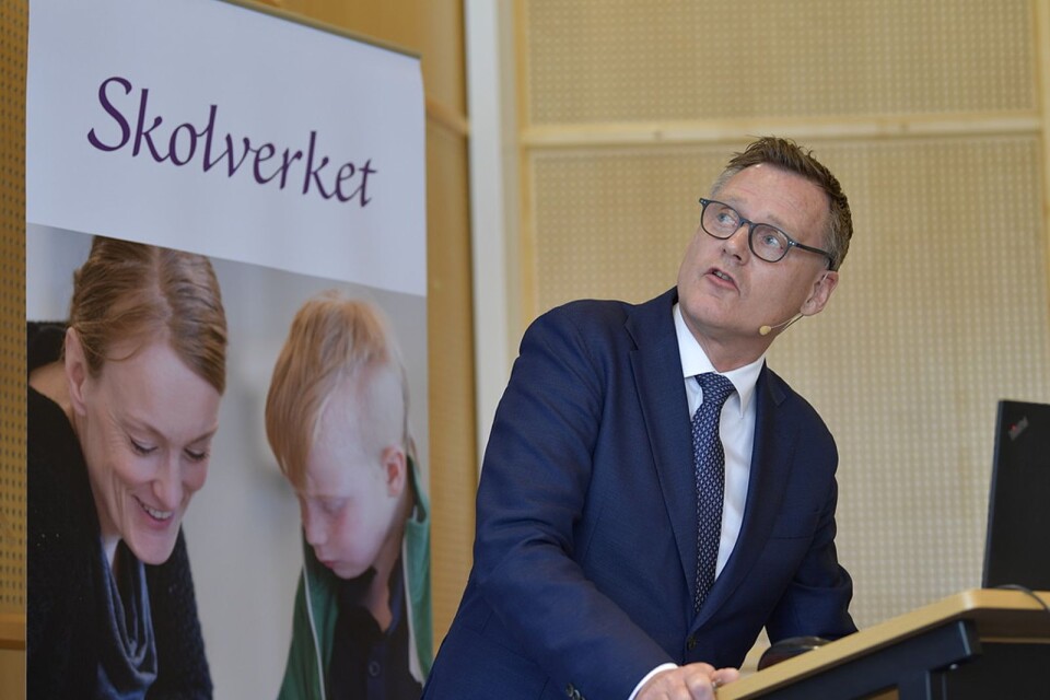 Skolverkets generaldirektör Peter Fredriksson gav en ljusare bild av svenska skolans tillstånd på onsdagen. Foto: Anders Wiklund/TT