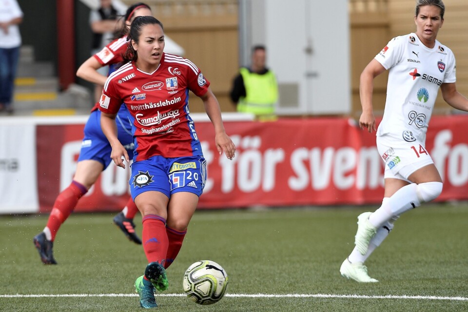 Michelle de Jongh gjorde sitt fjärde mål den här säsongen då hon sköt in Vittsjös mål i Växjö.FOTO: TT