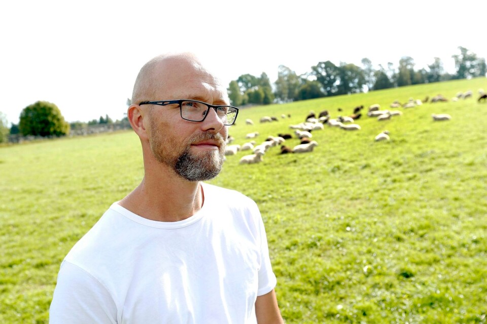 Oskar Lorentzon, lammuppfödare i Hökerum mellan Borås och Ulricehamn.
