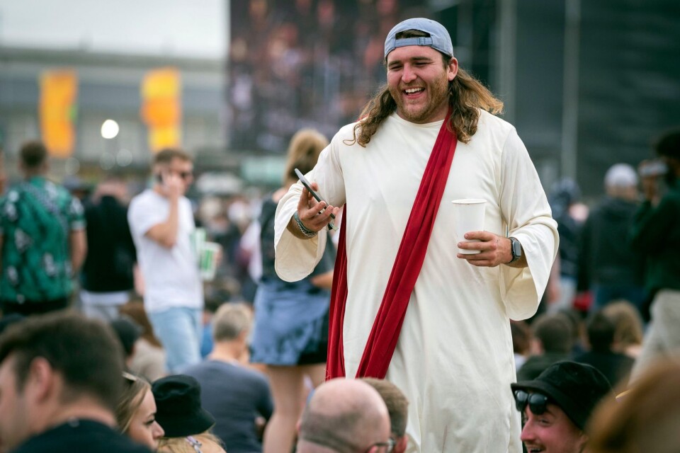 Jesus var radikal, hävdar ViSK. Bild: Man utklädd till Jesus vid Reading Music Festival, England.