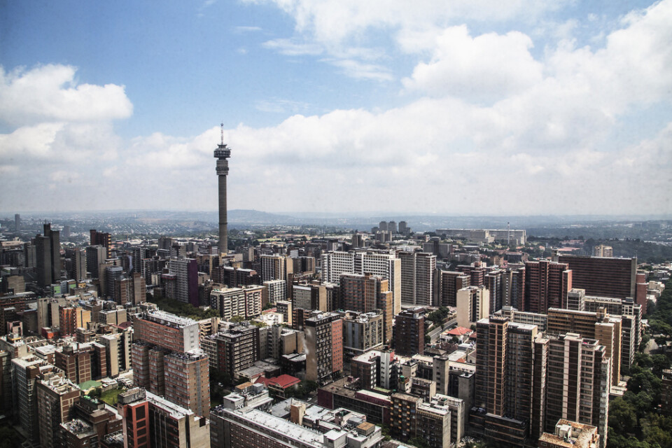Utsikt från Ponte City Tower i Johannesburg. Arkivbild.