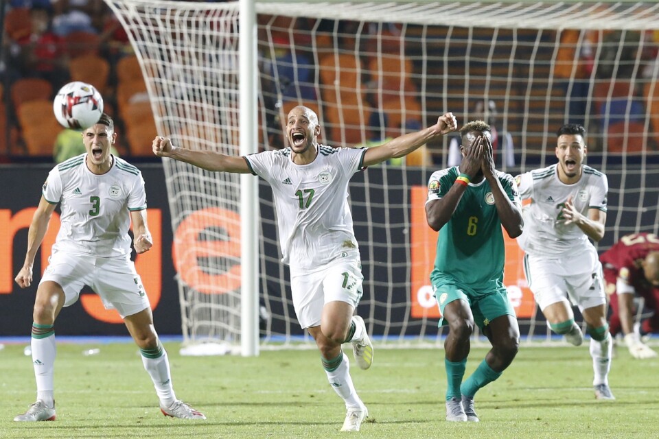 Algeriet firar finalsegern över Senegal i Afrikanska mästerskapen 2019. Arkivbild.
