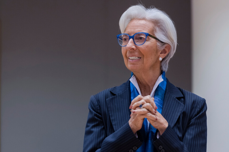 Europeiska centralbankschefen Christine Lagarde meddelade en oförändrad ränta och minskade stödköp framöver. Arkivbild från 6 december 2021.