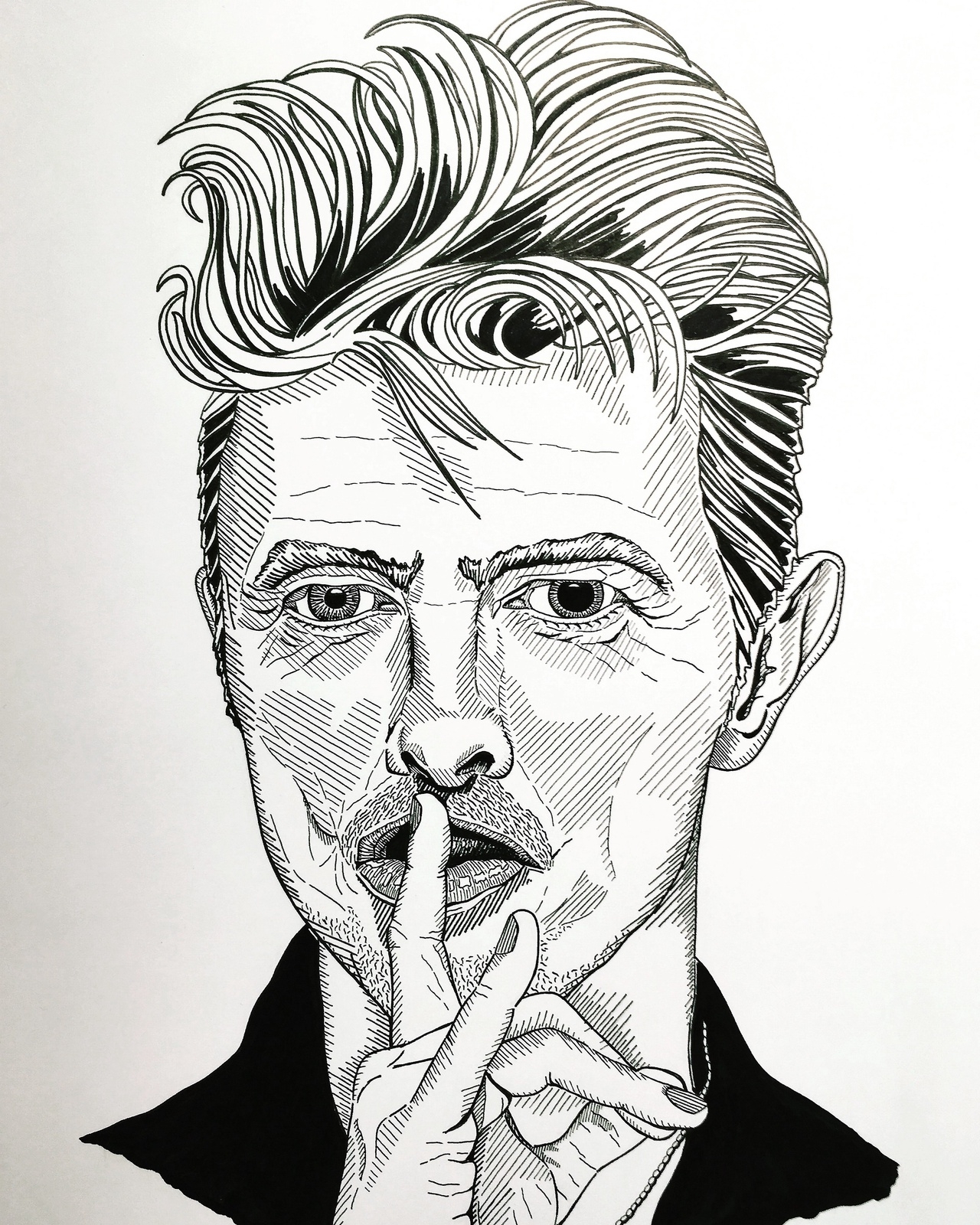 Porträttet på David Bowie är ett av verken som Paul Tilly kommer att ställa ut på Hotell Statt i Hässleholm.