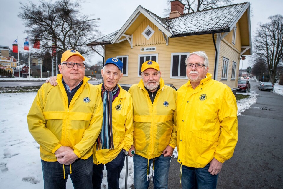 Lions club Karlskrona startar en insamling för att kunna rusta upp Lionshuset i Lyckeby. Från vänster i bild: Christer Larsson, Rune Tjäder, Lars-Håkan Winkler och Klas Sunesson, alla engagerade i Lions club Karlskrona.