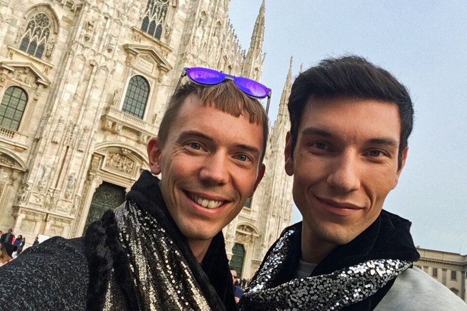 Erik och Francesco under en modeweekend i Milano.