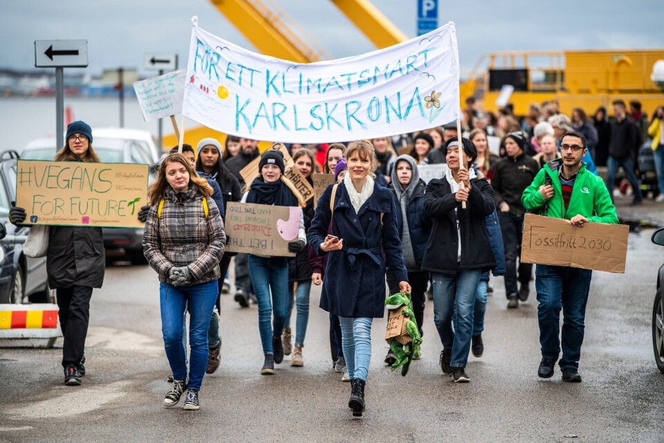 Friday for future genomförde en klimatdemonstration i Karlskrona under fredagen.