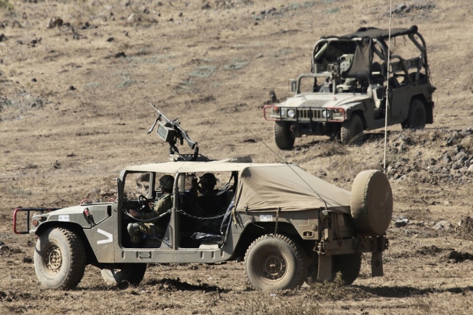 Israelisk militär under en övning i Golanhöjderna, som sedan 1967 ockuperas av Israel.