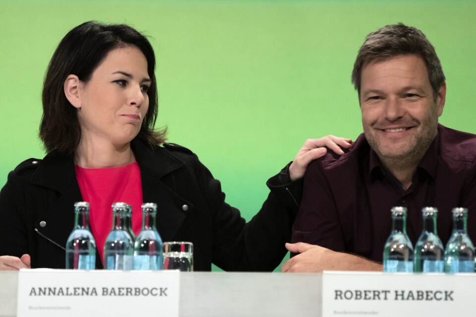 Annalena Baerbock och Robert Habeck, De grönas två partiledare. Partiet ser ut att bli det tyska EU-valets stora vinnare.