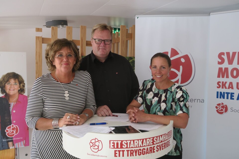 Christian Mattisson, Magnus Pettersson och Johanna Beijer presenterade Socialdemokraternas förslag om kompetenshöjande insatser.