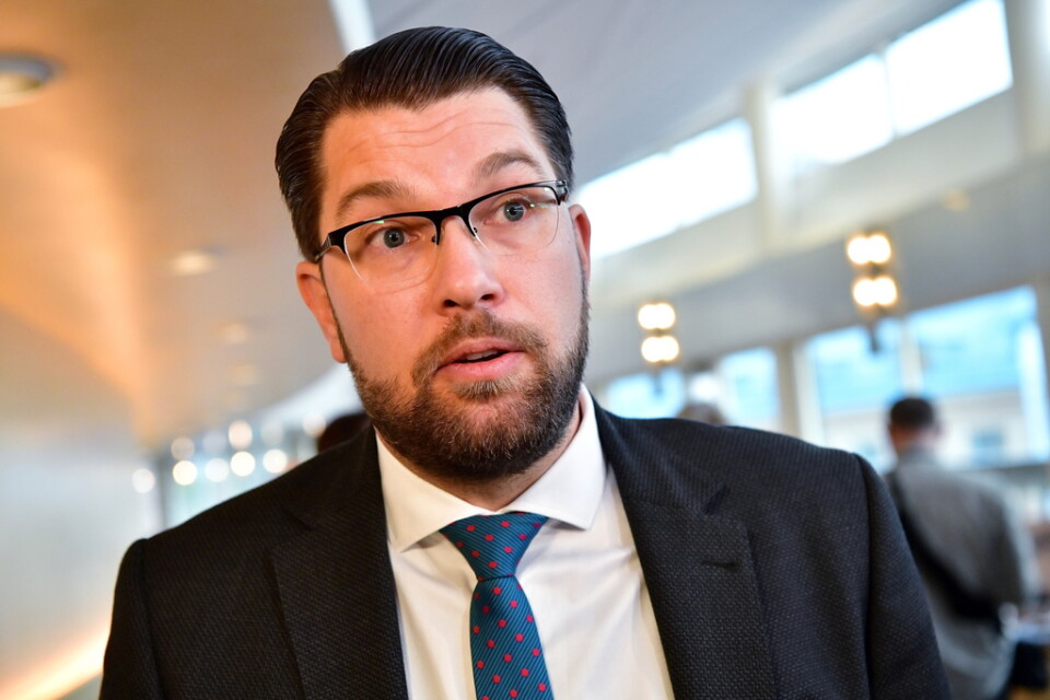 Sverigedemokraternas partiledare Jimmie Åkesson (SD) kan konstatera att hans parti får ökat stöd bland LO:s medlemmar. I andra fackförbund är stödet klart mindre. Arkivbild