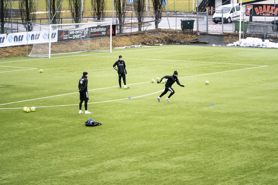 Rosenborg tränar i smågrupper. Tidigast i mitten av juni kan ligan starta, men risken är stor att det blir senare än så. Arkivbild.