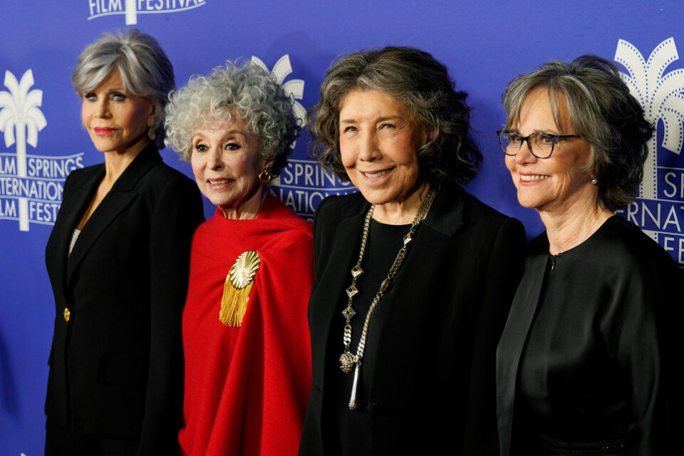 Jane Fonda, Rita Moreno, Lily Tomlin och Sally Field under premiären av "80 for Brady" i Palm Springs.