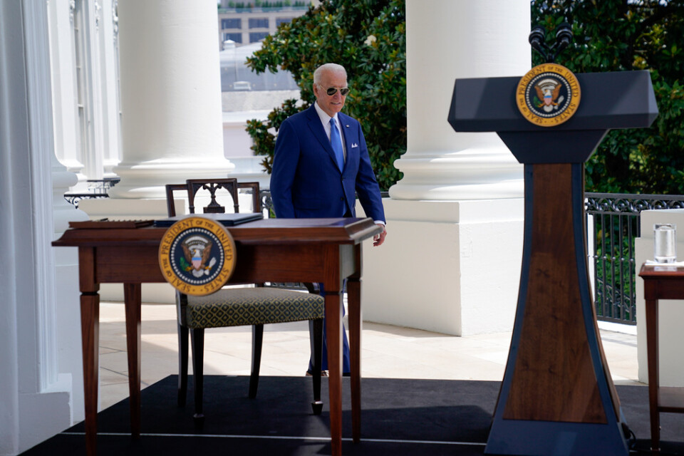 President Joe Biden vid Vita huset i Washington i fredags.