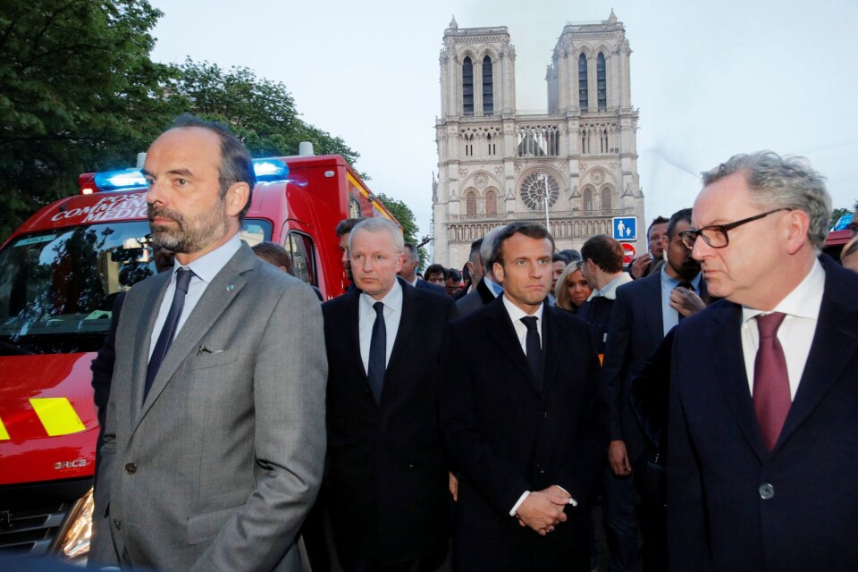 President Emmanuel Macron vid Notre Dame.