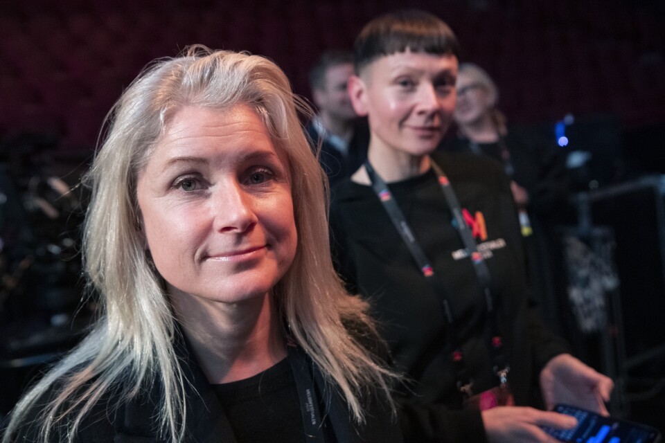 Melodifestivalens projektledare Anette Brattström och tävlingsproducent Karin Gunnarsson. Arkivbild.