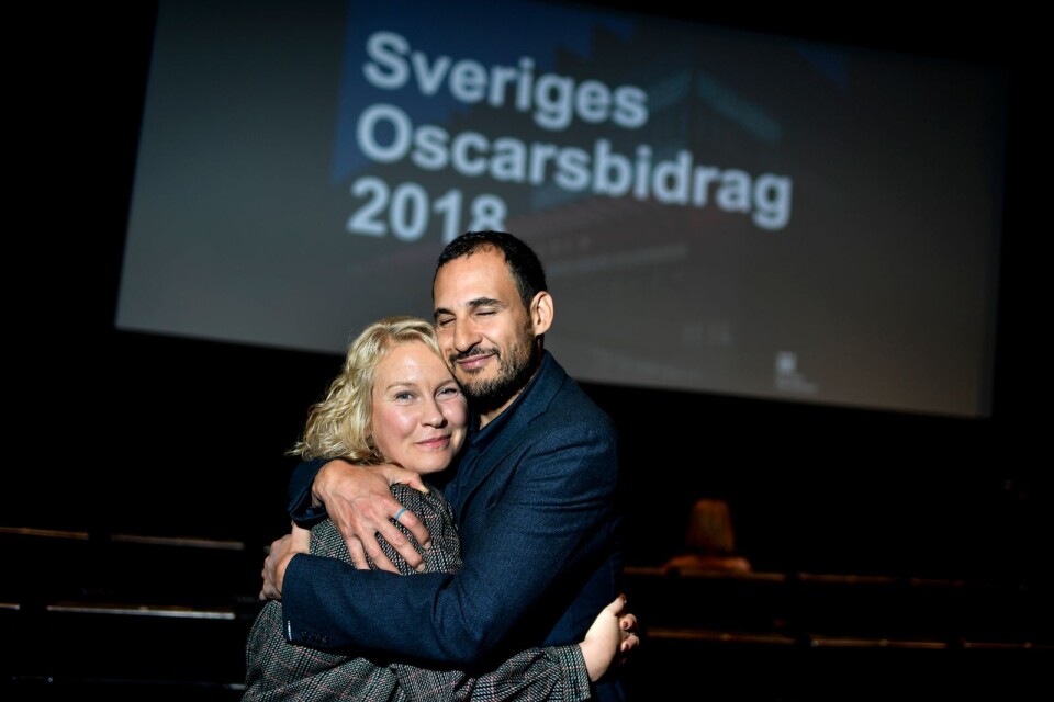 Eva Melander, skådespelare, och Ali Abbasi, regissör, under en pressträff på Svenska filminstitutet i Stockholm. Filmen "Gräns" blir Sveriges kandidat till Oscarsgalan nästa år.