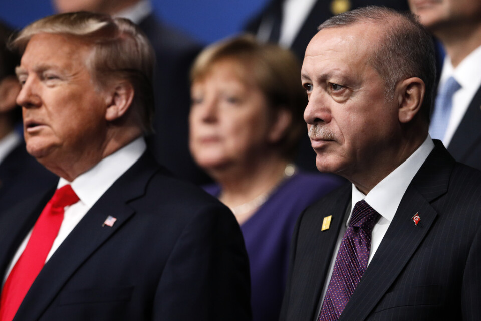 Donald Trump och Recep Tayyip Erdogan sida vid sida under Natomötet i december.