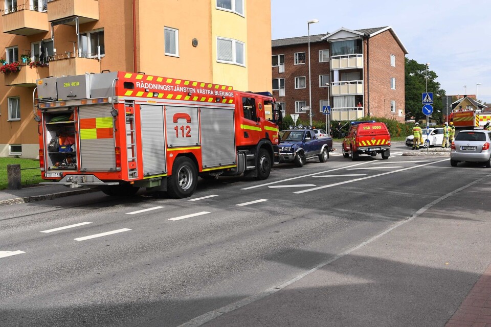 En trafikolycka inträffade i korsningen Snapphanegatan–Markgatan på måndagsförmiddagen.