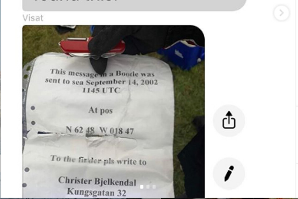 För några dagar sedan blev Christer Bjelkendal kontaktad av en isländsk familj på messenger. De hade hittat hans flaskpost som han skickade för 17 år sedan.