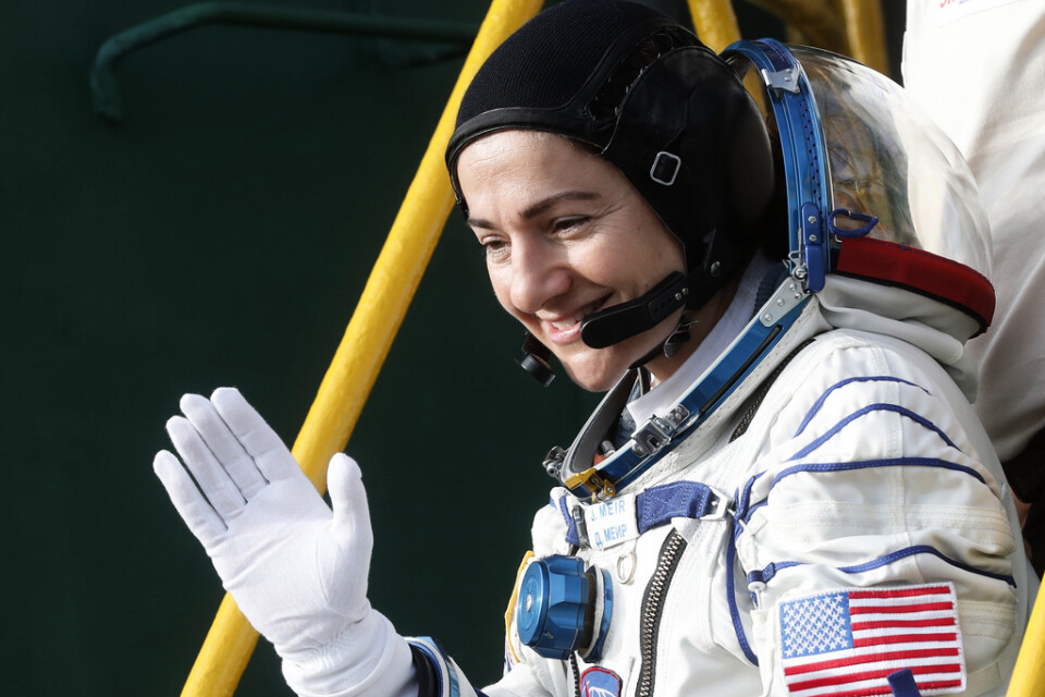 Jessica Meir. Bilden är tagen i samband med att hon skickades upp till rymdstationen ISS i september i fjol.
