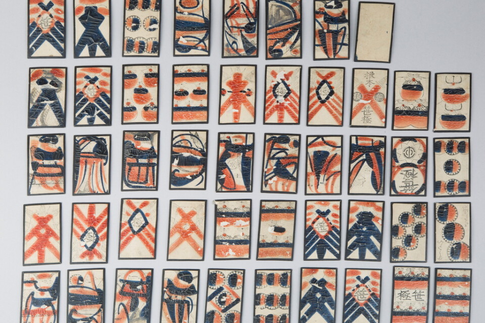 En av världens äldsta bevarade japanska kortlekar. Pressbild.
