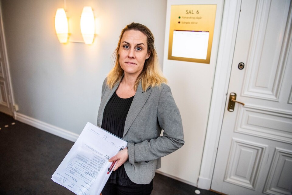 Åklagaren Malin Niklasson under häktningsförhandlingen mot 55-åringen i Blekinge tingsrätt.