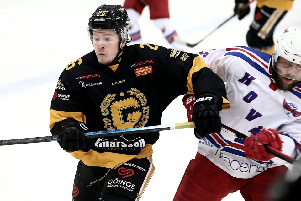 Victor Nilsson gjorde Glimma första mål i Tidaholm.
Foto: Stefan Sandström