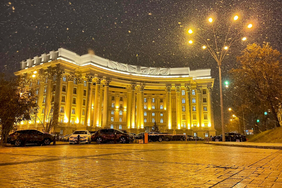 Utrikesdepartementet i Kiev, en av de instanser som drabbades i attacken. Arkivbild.