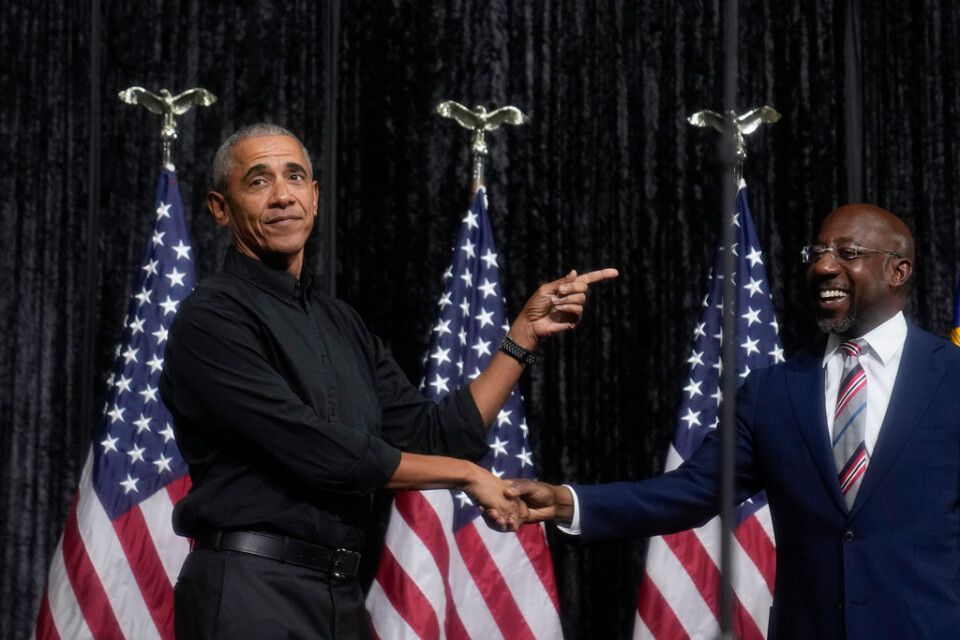 Barack Obama med Raphael Warnock i Atlanta.