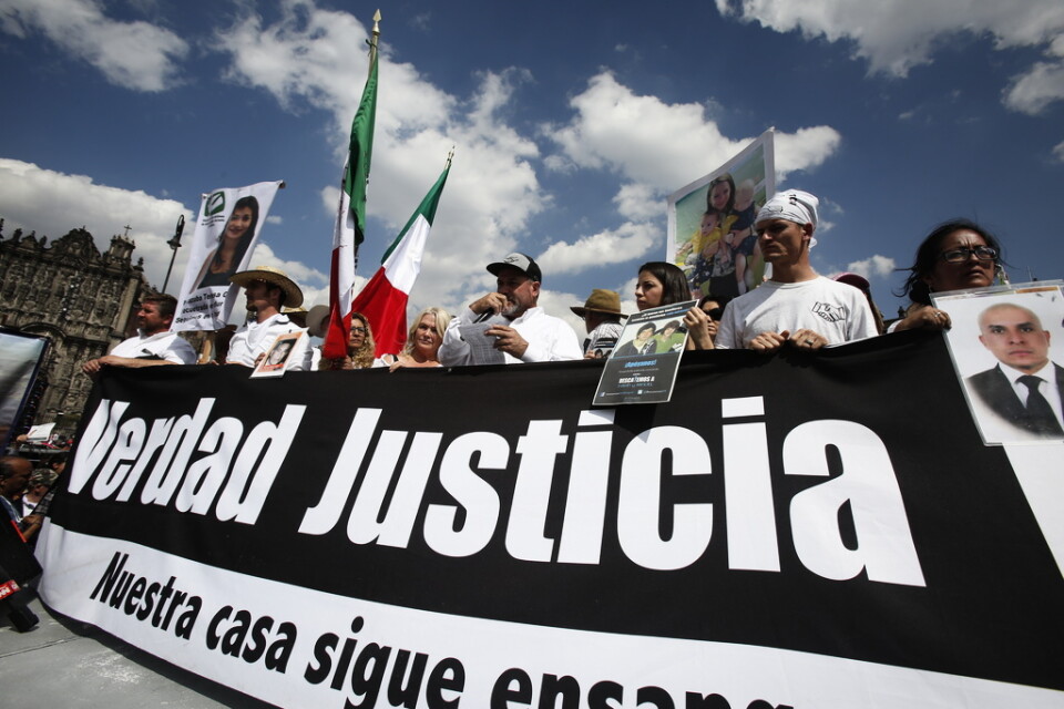 Demonstranter i Mexiko City deltog i en marsch mot våldet i januari. "Sanning och rättvisa" står det på banderollen.