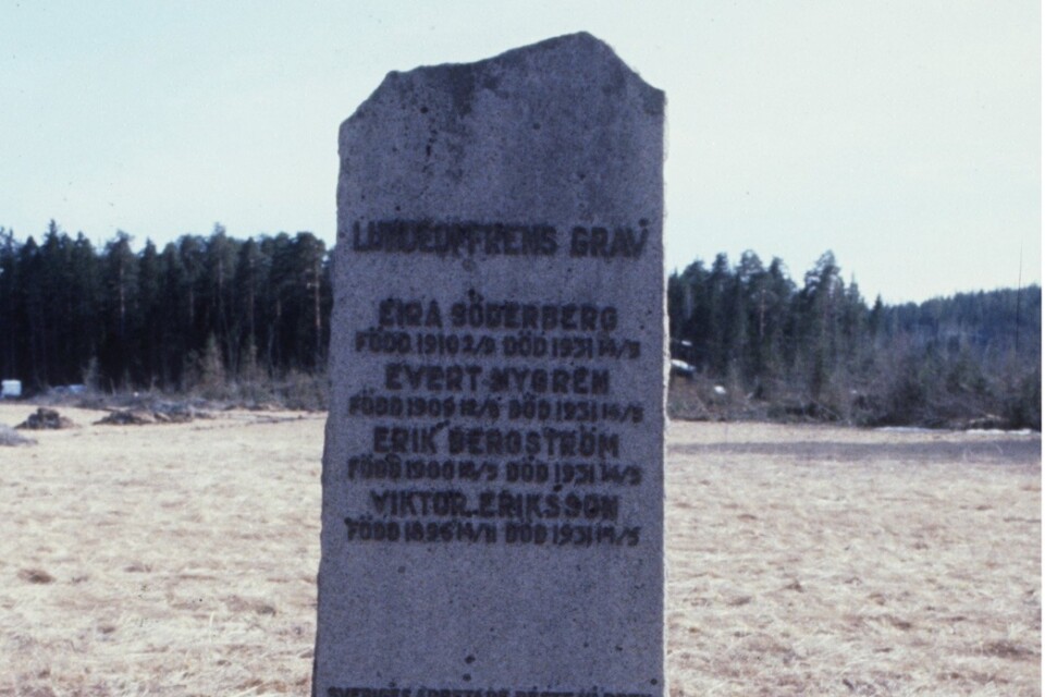 Begravningsplatsen för de döda efter skotten i Ådalen 1931.