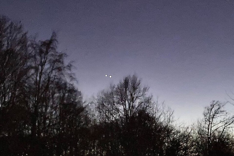 Jupiter och Venus syntes väl på den klara kvällshimlen.