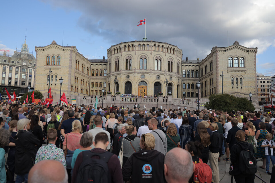 En manifestation mot muslimhat hölls på onsdagskvällen i centrala Oslo.