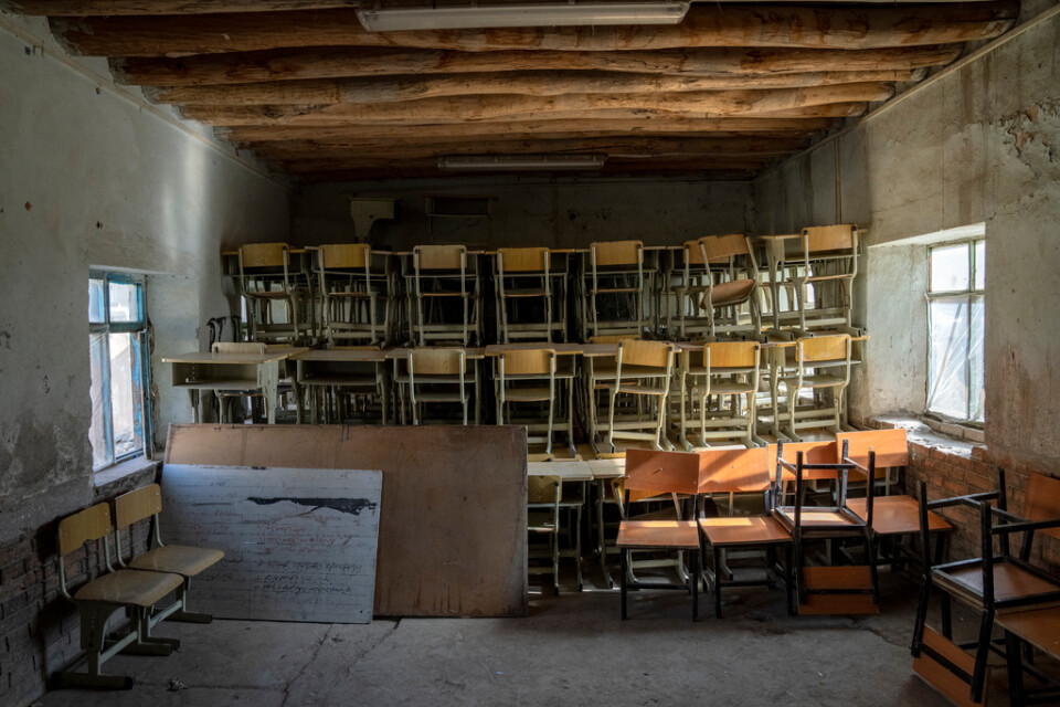 Ett klassrum för kvinnor i Kabul, numera öde. Arkivbild.